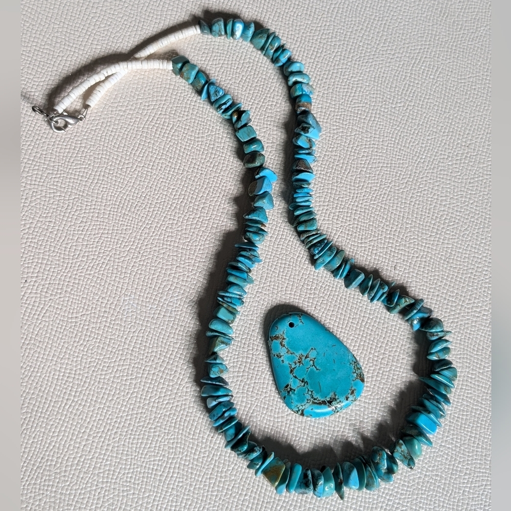 Turquoise Beaded Necklace Stones Protection Evil Eye (Necklace Only)
